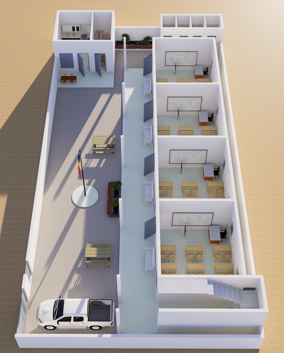 Plan of the classrooms and courtyard